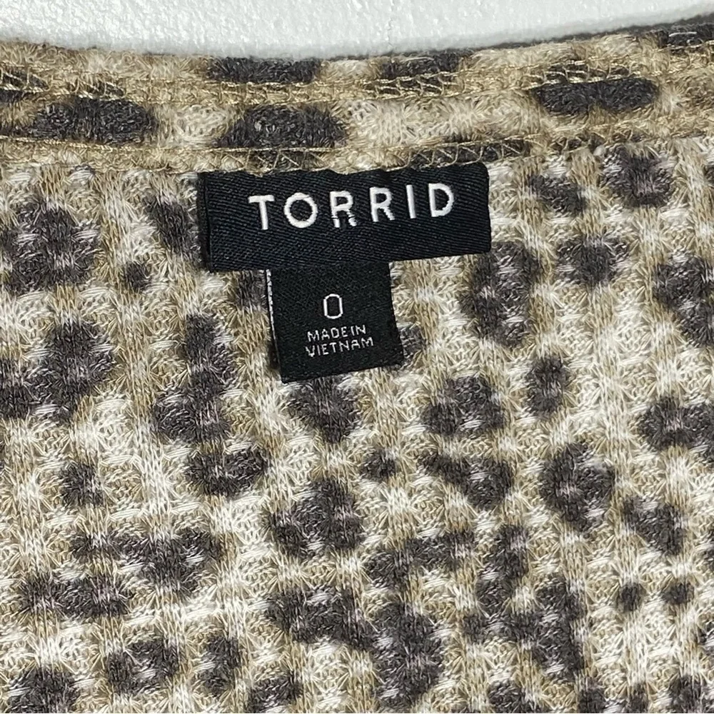 Torrid Thermal Henley Top Leopard Animal Waffle Womens Plus Size L V-Neck Casual